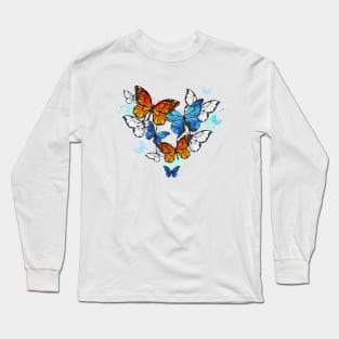 Morpho and Monarchs Butterflies ( Butterfly ) Long Sleeve T-Shirt